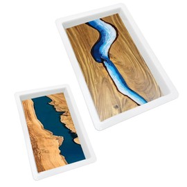 Large Epoxy Table Mold 15.8 * 9.8 * 3 inch and 11.3 * 7.5 * 2 inch, River Table Mold, Cutting Board Molds for Epoxy Resin, Large Reusable Epoxy Mold for Coffee Table, Charcuterie Board, Art Panel