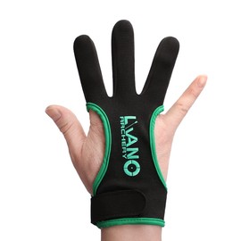LWANO Archery Gloves Leather Practice Hunting Three Finger Protector for Youth Adult Beginner (Green, Small)