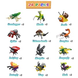 Recailly 24 Pack Valentines Day Gifts for Kids School animal buildings Blocks With Valentines Cards, Valentines for Kids Class, Classroom Prize Exchange Greeting Cards Boys Girls Party Favors