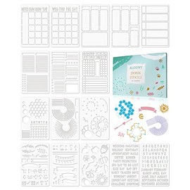 16Pcs Journal Stencils Set - Time Saving Bullet Journaling Supplies/Accessories Kit -Ultimate Productivity Planner Stencil for Bullet Journal Stencils A5 Dotted Journals