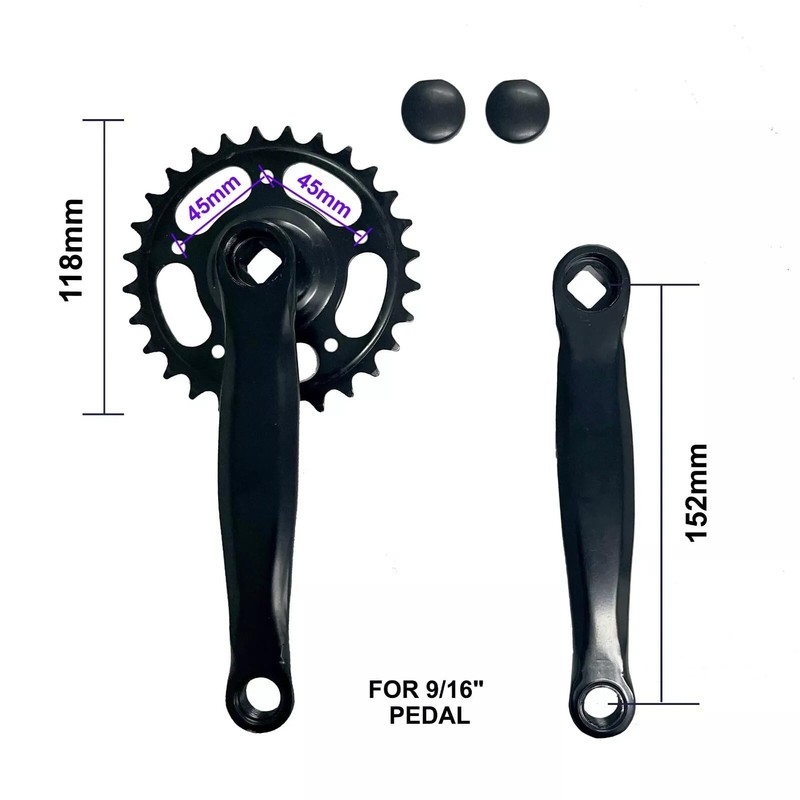 TDR Single-Speed ??152mm Crankset 28T, Crankset for Tricycle BMX Bicycle