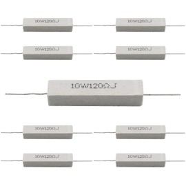 10 PCS White Wound Fixed Ceramic Cement 10w 120 ohm 5% Axial Lead Wire Resistors - Flame, Heat & Moisture Resistant