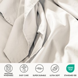 ClevaHome Twin Size Sheet Set - 4 Piece Soft Breathable Luxury Bed Sheet Set - Shrinkage & Fade Resistant Embroidered Bedding Sheet with Deep Pocket, 2 Extra Pillowcases (Twin, Crystal White)