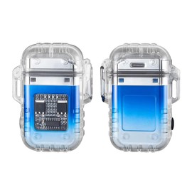 COMANYI Electric Lighter Waterproof Transparent Plasma Arc Lighter with LED Battery Indication Type C Rechargeable Lighter Outdoor Windproof Lighter for Camping,Candle (Blue & White)