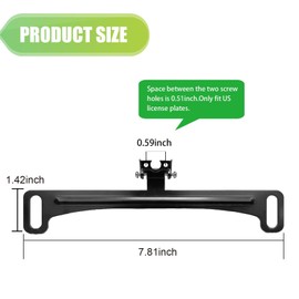 Spunklad Universal License Plate Camera Mount Bracket Rear View Backup Camera Kit 1-Pack Black Fits All Vehicles Easy Installation（Black