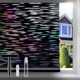 rabbitgoo Window Privacy Film, Total Blackout Window Film, Stained Glass Heat Control Glass Thermal Sticker, Room Darkening Door Cover, Anti-UV Privacy Cling with Installation Tools, 23.6" x 78.7"