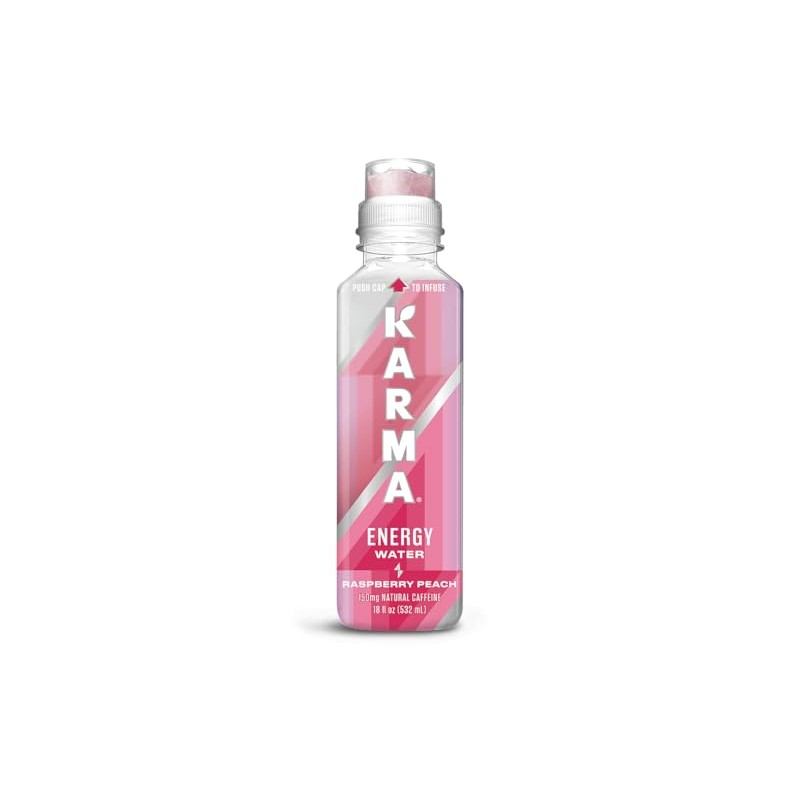 Karma Natural Energy Drink - Raspberry Peach Caffeinated Water -