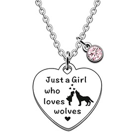 JMIMO Wolf Necklace for Girls Wolf Gifts Wolf Lover Gifts Just A Girl Who Loves Wolves Necklace