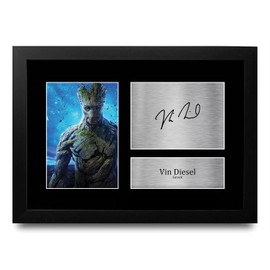 HWC Trading FR A4 Vin Diesel Guardians of the Galaxy Groot Gifts Printed Signed Autograph Picture for Movie Memorabilia Fans - A4 Framed