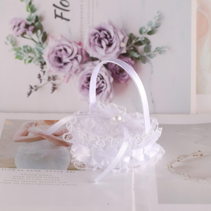 Lace Pillow for Weddings White,Heart Wedding Ring Bearer Pillow