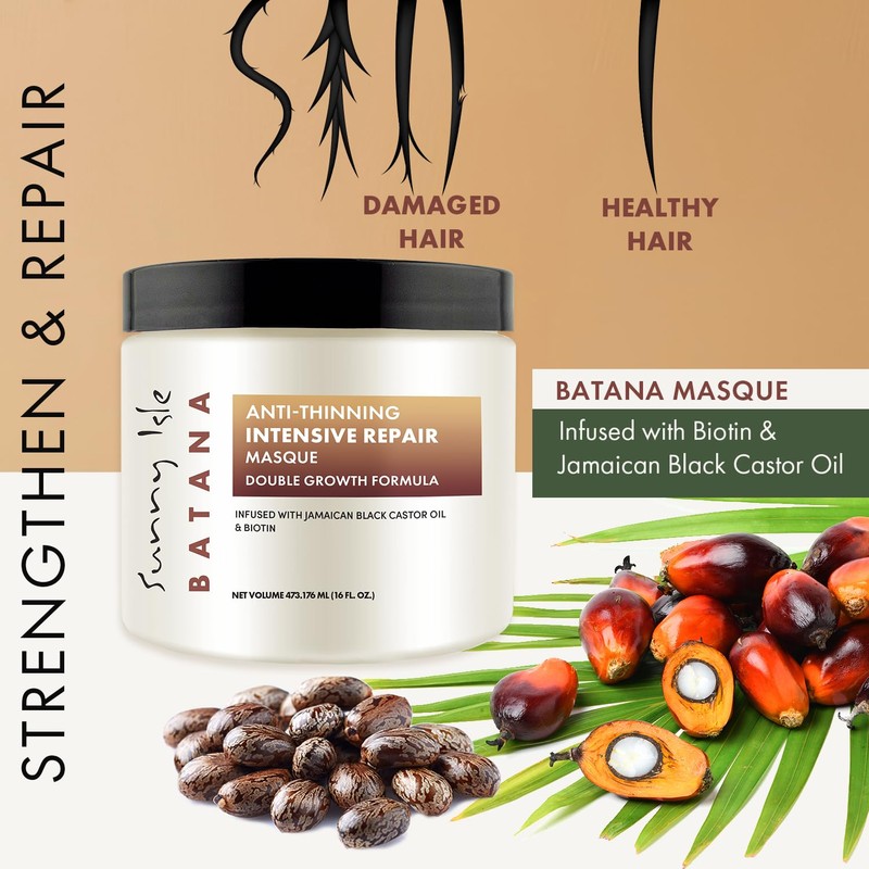 Sunny Isle Batana Anti-Thinning Intensive Repair Masque 16oz Infused with