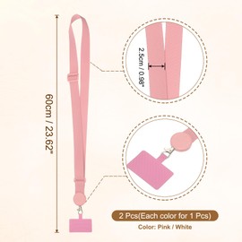 PATIKIL Smart Phone Lanyard,2Pcs Adjustable Crossbody Cell Phone Neck Strap Lanyard with Phone Patches for Most Smartphones ID Badges Keychain, Pink White