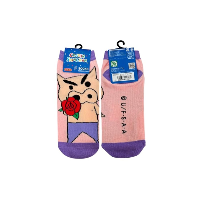 Small Planet Crayon Shin-chan Burizaemon Roses Women's Character Socks, 9.1