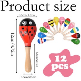ZPSOSPZ Percussion For Kids,12PCS Maracas Shakers Rattles Sand Hammer Baby Music Rattles Shaker Wooden Rattle Toys Colourful Cute Rattles Shaker Early Education Instrument Toy For Kids Random Color