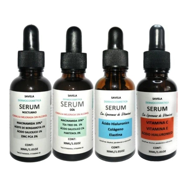 4 Serum Rutina Facial Vitamina C, Niacinamida, Ácido Hialuro
