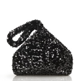 BABEYOND Women's Clutch Evening Bags Vintage Sequin Glitter Triangle Purse for 1920s Party Prom Wedding, Black3, One Size