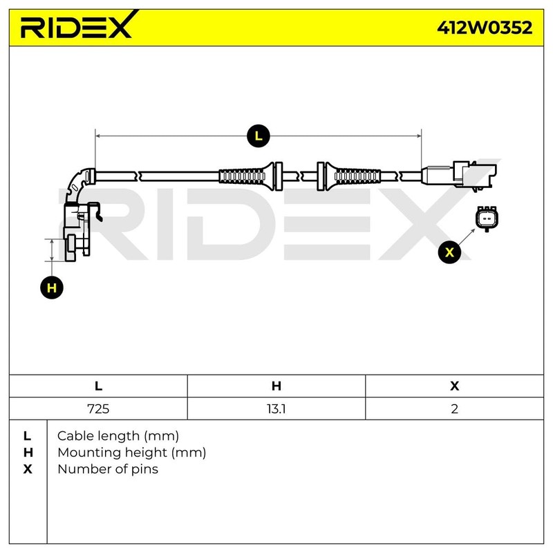 RIDEX ABS-Sensor 412W0352 Hinterachse beidseitig Sensorart: Hallsensor Anzahl der Steckkontakte: