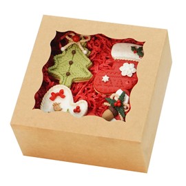 XINHPKGG 20 Pack Cookie Boxes 6x6x3 Inch Bakery Boxes with Window Treat Box Dessert Box for Macaron Mini Cake Chocolate Covered Strawberries Pastry -Brown