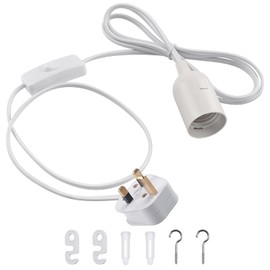 DiCUNO E27 Lampholder, Pendant Light Ceiling Lighting Fitting, Suspended Pendant Light Fitting Kit, White, 2M, 1Pack