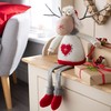WeRChristmas Sitting Christmas Reindeer Figurine with Soft Legs, Multi-Colour, 48cm