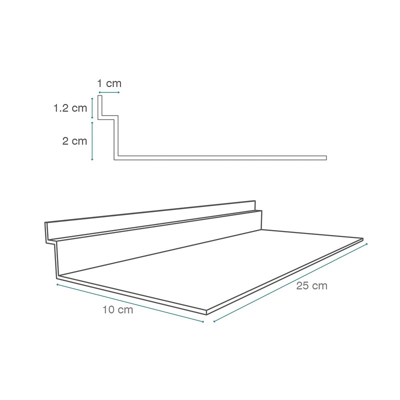 ZAPATERA DE ACRILICO PARA PANEL RANURADO | 50 PZAS (NEGRO)