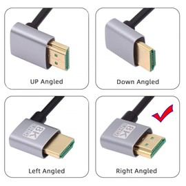 CY Cable HDMI 2.1 Ultra Thin HDTV Cable 8K 4K Hyper Super Flexible Slim Cord Right Angled to Right Angled 90 Degree Type-A for Computer HDTV (50cm)
