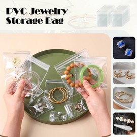 DuoRuiMeng Clear Pvc Ring Pouch Bulk Small Anti Tarnish Jewelry Storage Bags Plastic Travel Zipper Pouches 1.58 x 2.37 in 200 pcs
