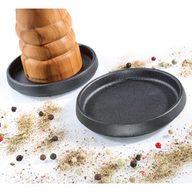 Zassenhaus Mill Coasters Set of 2 Cast Iron | For Mills up to 7 cm Diameter | Coasters for Salt and Pepper Mills | Easy Collection of Salt and Pepper Leftovers