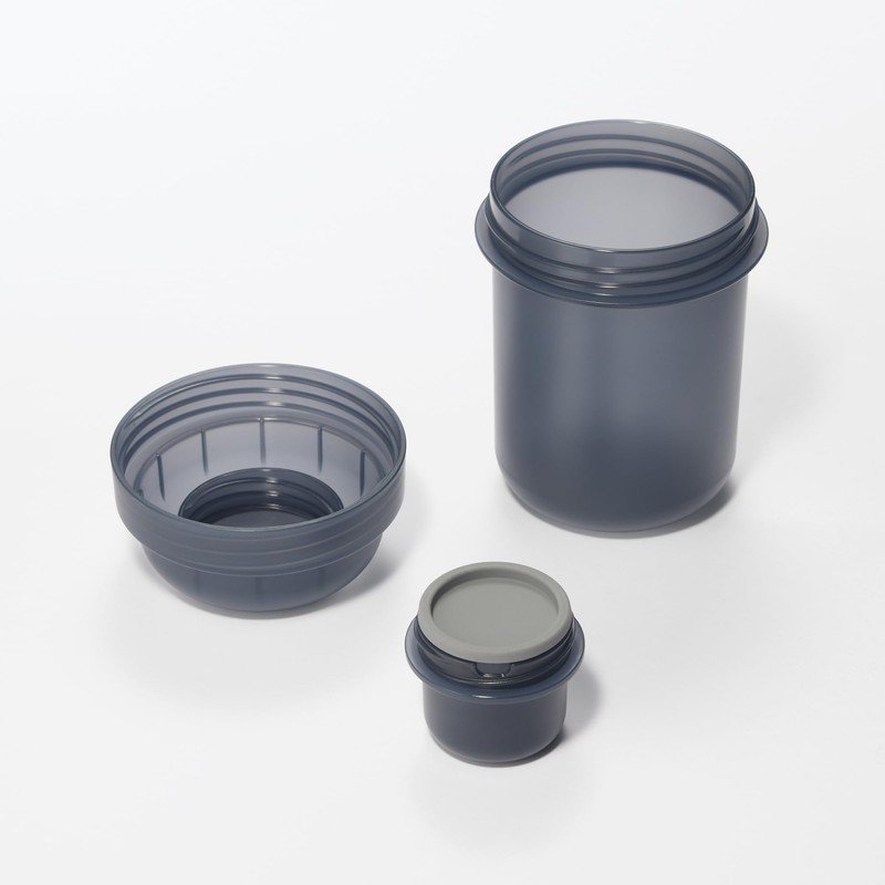 MUJI 84683855 Lunch Capsule with Topping Cup, Black, 11.8 fl