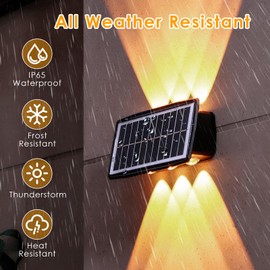 Fohil Solarlampen für Außen, Up an Down Wandlampe Solar, 1500mAh Solar Außenwandleuchten, IP65 wasserdicht 6LED Super Hell Solarlampen Aussen für Garten Hof, Garage, Balkon, Zaun, Veranda Gartendeko