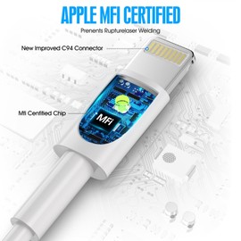 Original i Phone Lighting [MFi Certified] 2 Pack 1m White Charging Cable for Phone 14, 13 Pro Max, Mini, XS, XR, X, 8, 7, 6, 6s Plus, 5, SE, Pad Air