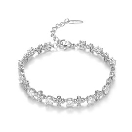 TIMEMATRIX Green/Red/Blue/White/Orange Lucky Straw Bracelet with Cubic Zirconia Gemstones for Women for Gift., 200mm, White Gold, zircon gemstone