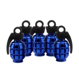 SENZEAL 5 x Aluminium Alloy Hand Grenade Style Universal Car Truck Motorcycle Wheel Tyre Valve Caps Tyre Air Valve Cover Blue