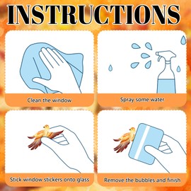 AIBIIN Autumn Window Stickers Fall Leaves Birds Windows Clings for Harvest Party Home Office Decor Double Sides Reusable Windows Decals