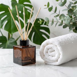 Nongcunren 100ml 1pcs Reed Diffuser Bottles,Fragrance Diffuser Empty Bottle with 20pcs Reed Sticks for Home Fragrance Accessories and Women Gift Room,Home,Bathroom Decor