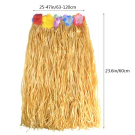 baotongle 8-Piece Hawaiian Party Costume Set with Necklace, Bracelets, Headband, Flower, Bra, Hair Flower and Pineapple, Sunglasses for Beach Party, Decoration, Yellow, 60 cm