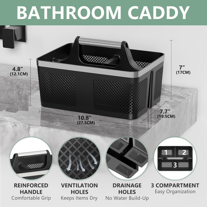 2Pack Shower Caddy Dorm: Portable Bathroom Caddy Organizer with Handle,