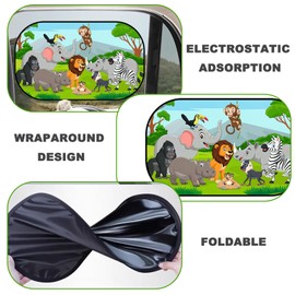 FOSDICK 2 Pcs Sonnenschutz Auto Baby, UV Schutz Sonnenblende Auto Kinder, Faltbar Autofenster Sonnenschutz Kinder, Cartoon Tiere Muster Car Window Sun Shade Baby, Auto uv Schutz Fenster Baby 51x31CM