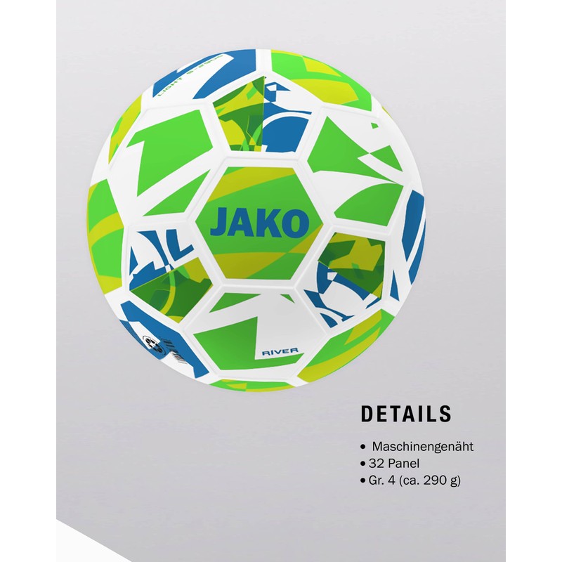 JAKO Lightball River, White/Neon Green/Neon Yellow, 4 (290 g)
