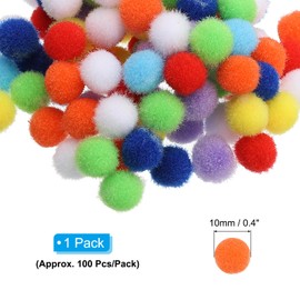 PATIKIL 0.4inch Pom Poms for Crafts, 200Pcs High Elastic Fuzzy Pastel Pom Pom Balls for Art Supplies DIY Creative Craft Material Handicraft Decorations, Multicolored