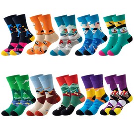 Dress Socks for Mens Womens Colorful Funny Novelty Crew Socks 10 Pack