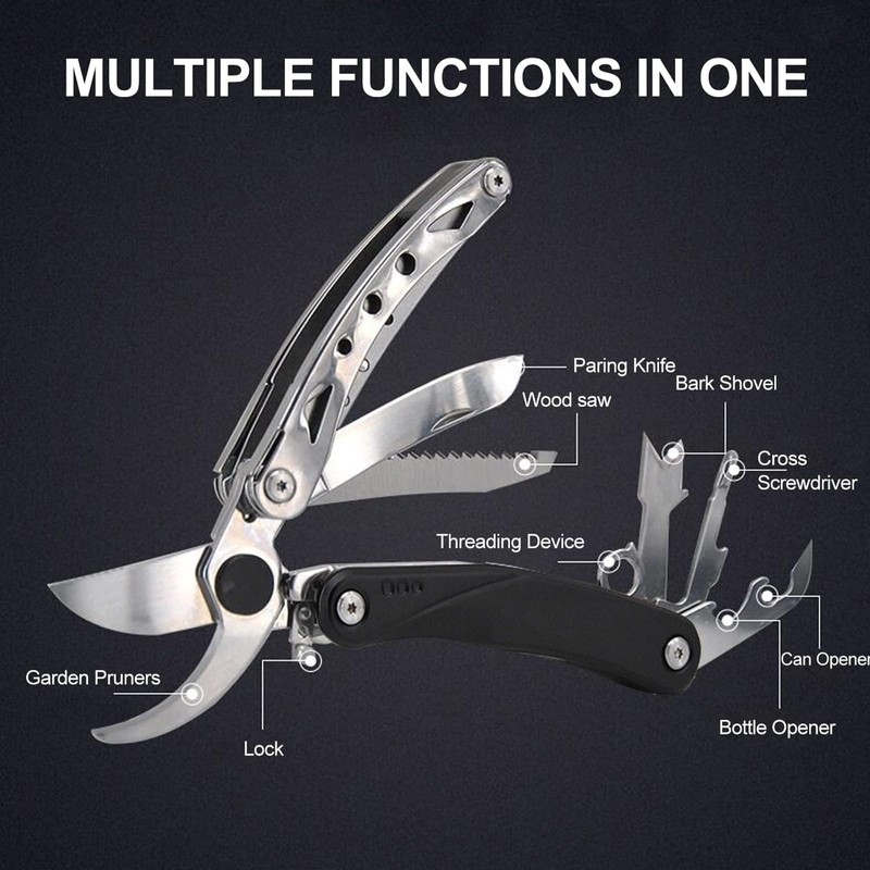 Multifunktionale 7 in 1 Tragbare Schere mit Säge, Cutter, Rinde