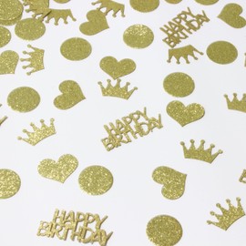 Blopee Birthday Confetti, Gold Confetti for Birthday Table Decorations, 200 PCS Glitter Happy Birthday Confetti for Happy Birthday Table Decorations