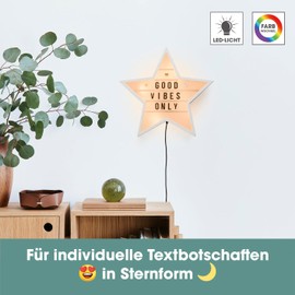 EASYmaxx LED Light Box Light Box - For Individual Text Messages Mega Set with 150 Colourful Emojis and 173 Interchangeable Letters, Numbers and Symbols [Star]