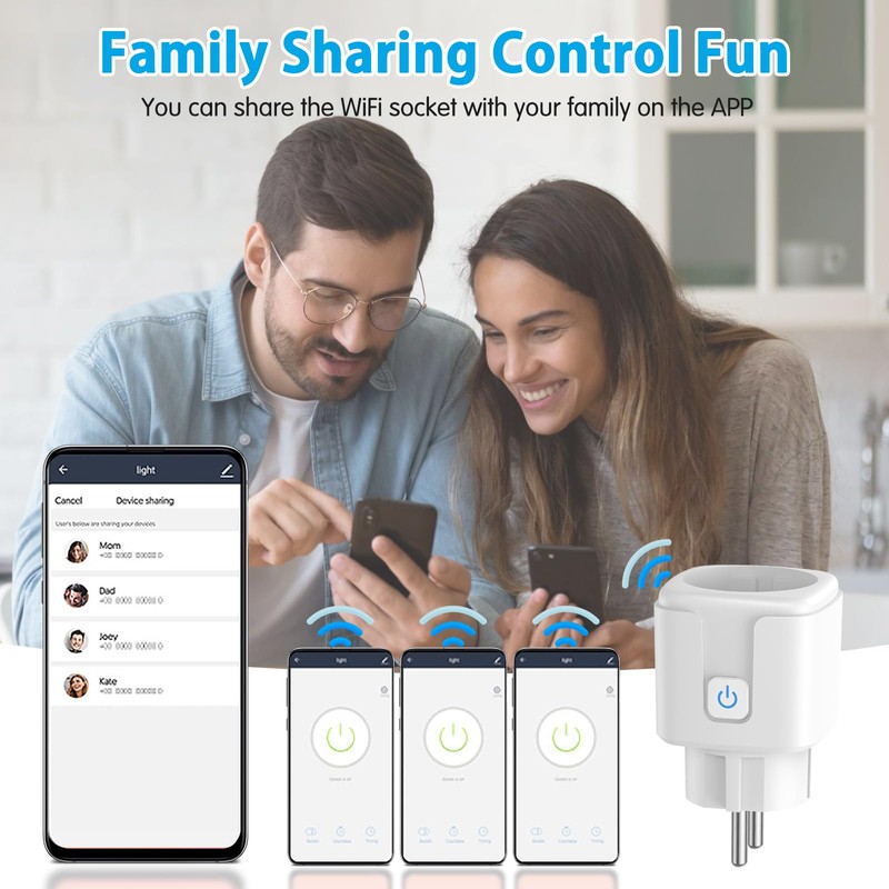 Intelligent WiFi Socket, 16 A 3680 W, Smart Plug Compatible