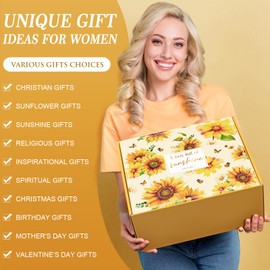 Christian Gifts for Women Faith, Inspirational Religious Gifts Sunflower Gifts for Women, Catholic Spiritual Gifts Christmas Birthday Gifts for Women Mom Sister Best Friends Grandma Wife w/ Blanket