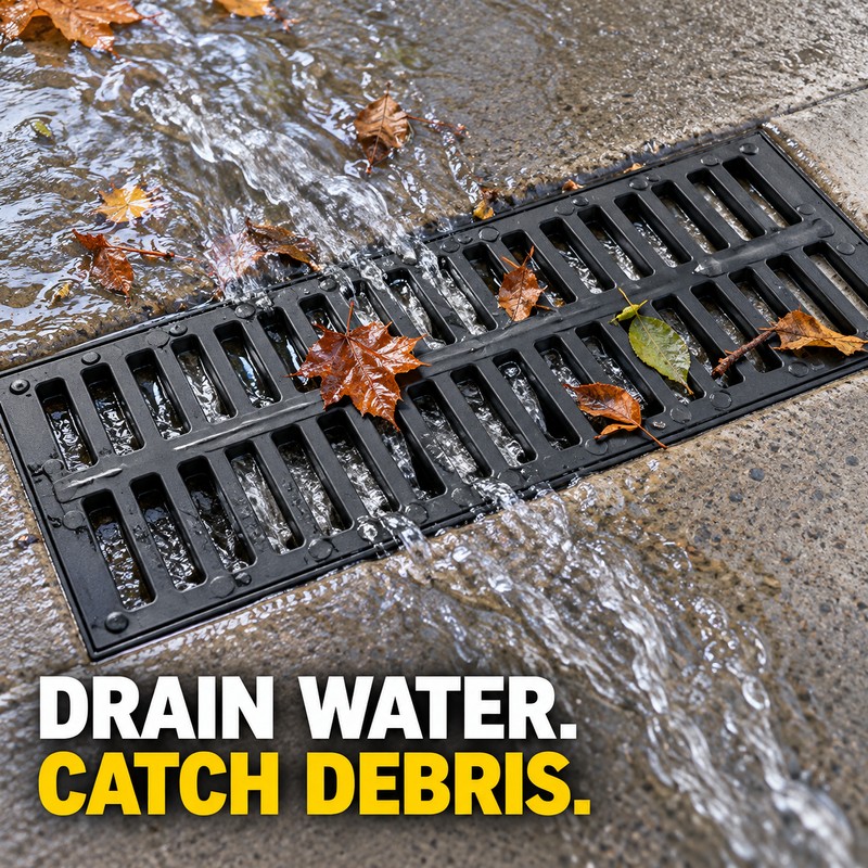 20 Inch Polymer Resin Trench Drain Grate, 7.87 Inch Wide