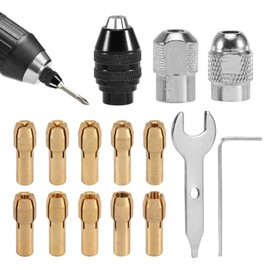 Mivanta 15-Piece Drill Chuck Collet Set for Dremel, 1/32 Inch to 1/8 Inch Replacement 4486 Quick Change Drill Chuck with Replacement 4485 Brass Collet Metal Nut, Accessory Set for Multifunctional