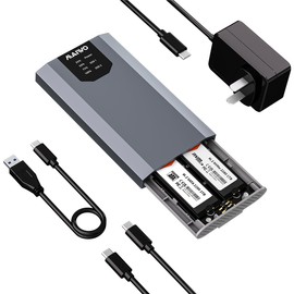 MAIWO Dual-Bay M.2 SSD Enclosure Cloner for NVMe & SATA, USB3.2 GEN2X2 10Gbps M.2 Offline Duplicator Supports SATA to NVMe and NVMe to SATA, Dual M.2 Enclosure for SSDs Sizes 2230/2242/2260/2280