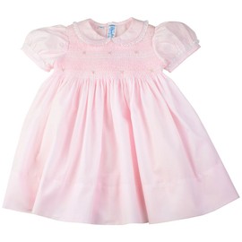 Feltman Brothers Dress Girls Pink Smocked Dress with Lace Trim Infant (24 Months) Easter